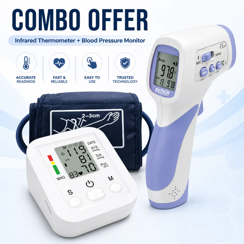2-in-1 Home Health Combo – Infrared Thermometer & Digital Blood Pressure Monitor - image 2