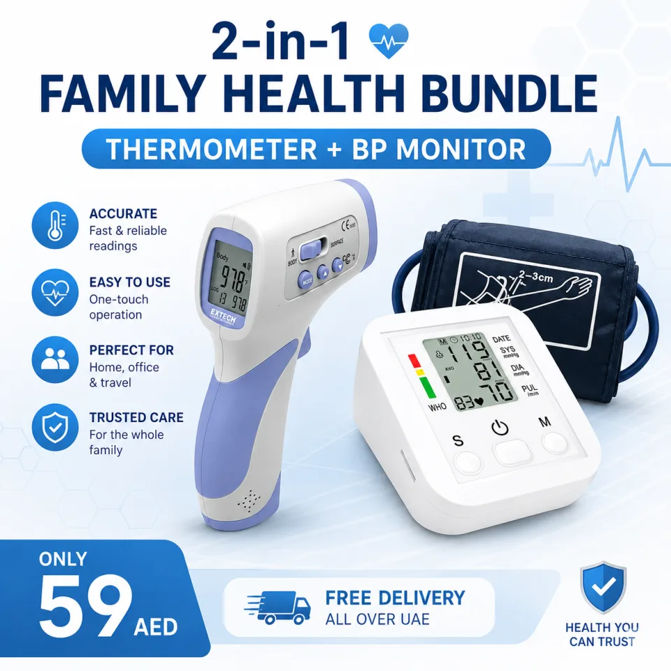 2-in-1 Home Health Combo – Infrared Thermometer & Digital Blood Pressure Monitor - image 3