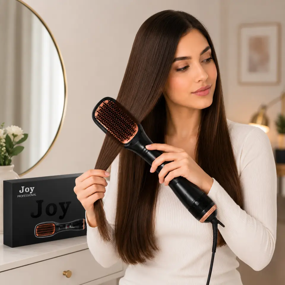 2-in-1 Professional Hot Air Hair Straightening Brush & Dryer - image 2