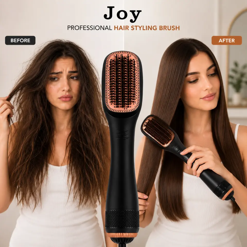 2-in-1 Professional Hot Air Hair Straightening Brush & Dryer - image 3