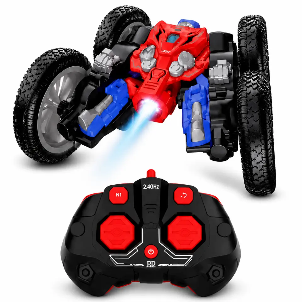3-in-1 RC Stunt Car, Fighter Jet Drone & Mini Rechargeable Power Bank Fan Combo - image 2