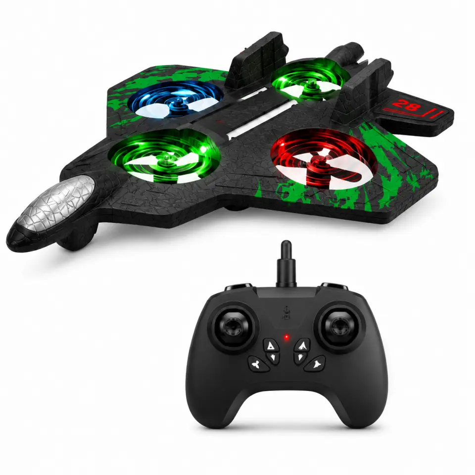 3-in-1 RC Stunt Car, Fighter Jet Drone & Mini Rechargeable Power Bank Fan Combo - image 3