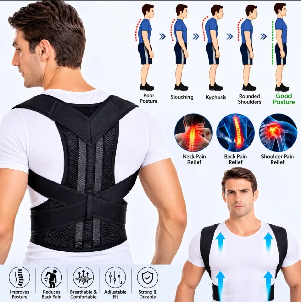Adjustable Back Support & Posture Corrector Brace - image 4