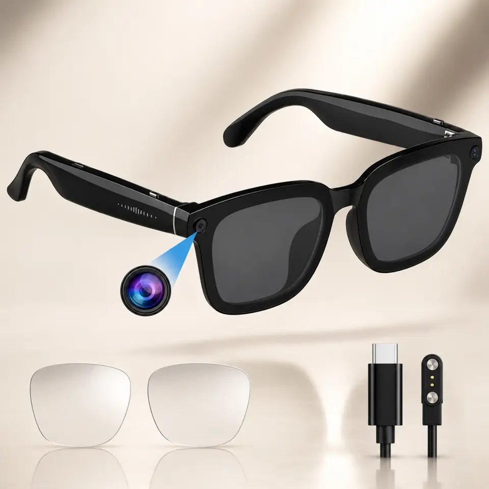 6-in-1 AI Smart Glasses with HD Camera & Photochromic Lenses