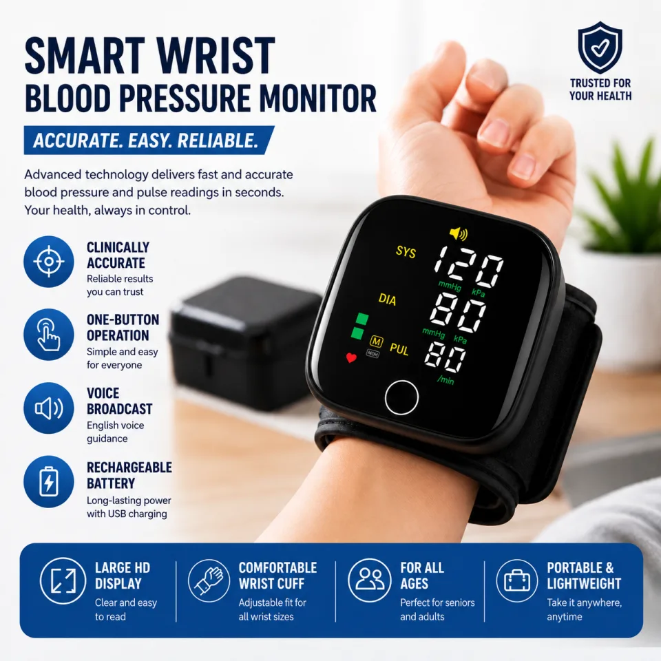 FASTCARE Smart Wrist Blood Pressure Monitor with Voice Guidance & Rechargeable Battery - image 4