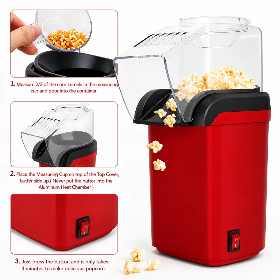 Mini Electric Hot Air Popcorn Maker Machine - image 4