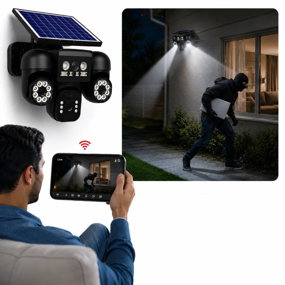 iHome 09 WiFi 3 Lens Solar Outdoor Security Camera – 2K HD | IP66 Waterproof | Motion Detection - image 3