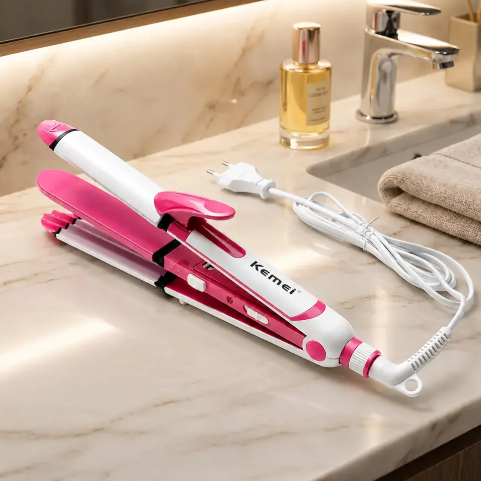 Kemei 3-in-1 Hair Beauty Styler – Straightener, Curler & Volumizer - image 2
