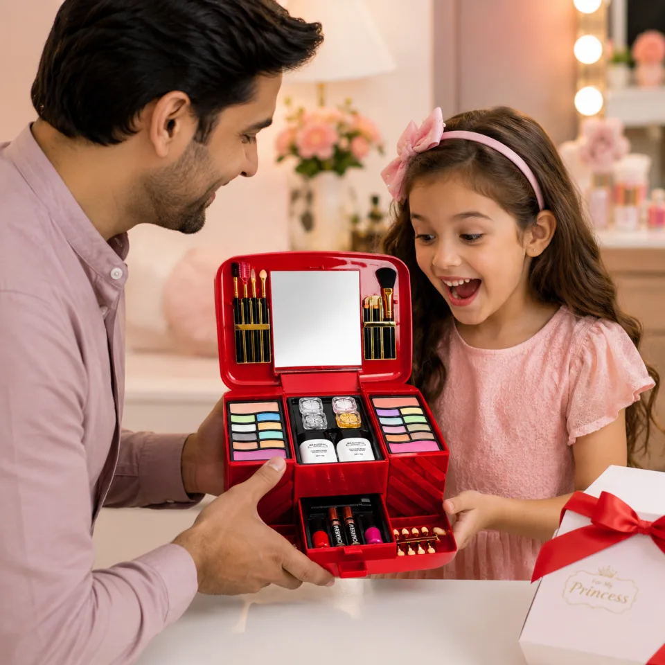 Luxury All-in-One Kids Makeup Kit with Portable Vanity Case & Mirror - image 3