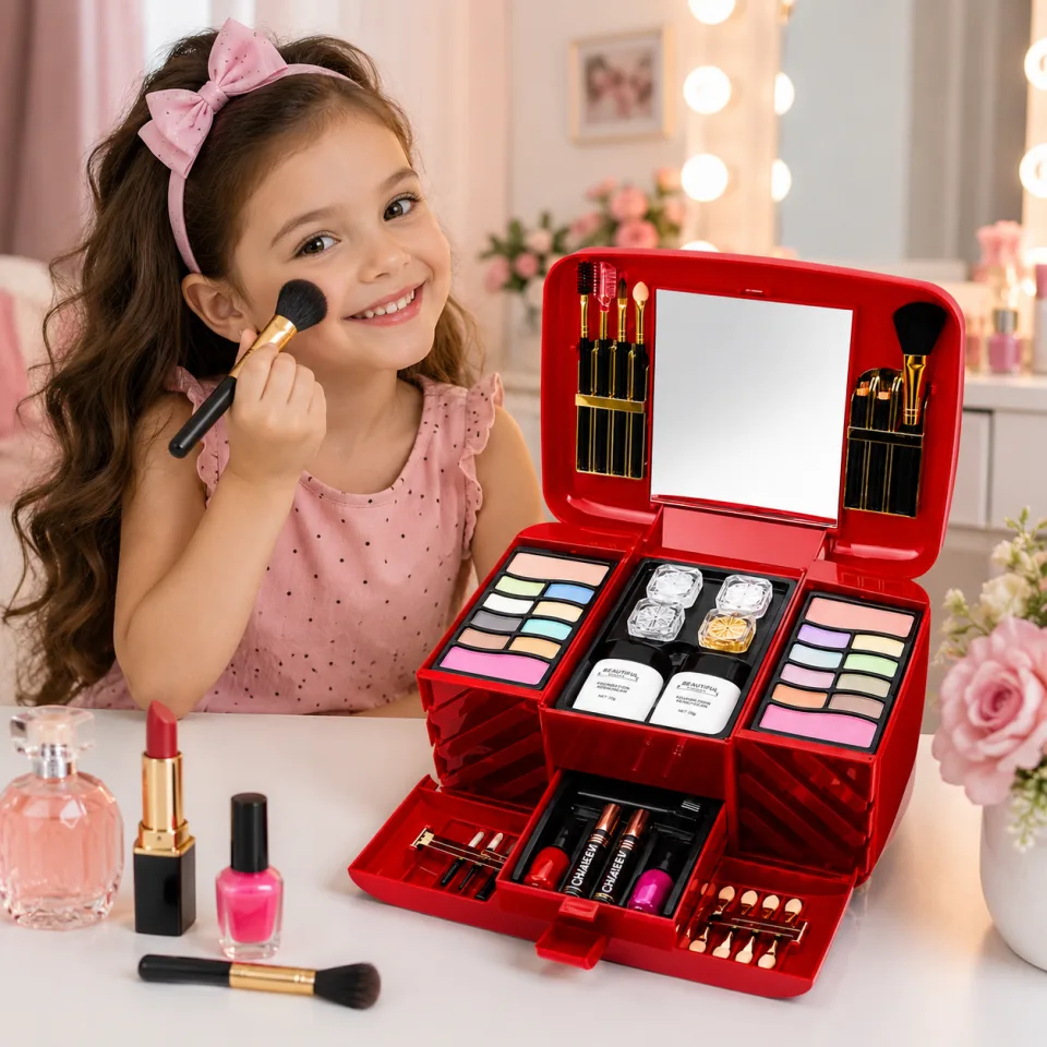 Luxury All-in-One Kids Makeup Kit with Portable Vanity Case & Mirror - image 4