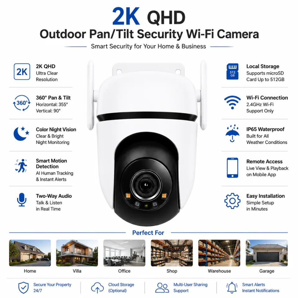 2K Outdoor Pan & Tilt Smart WiFi Security Camera with Color Night Vision - image 4