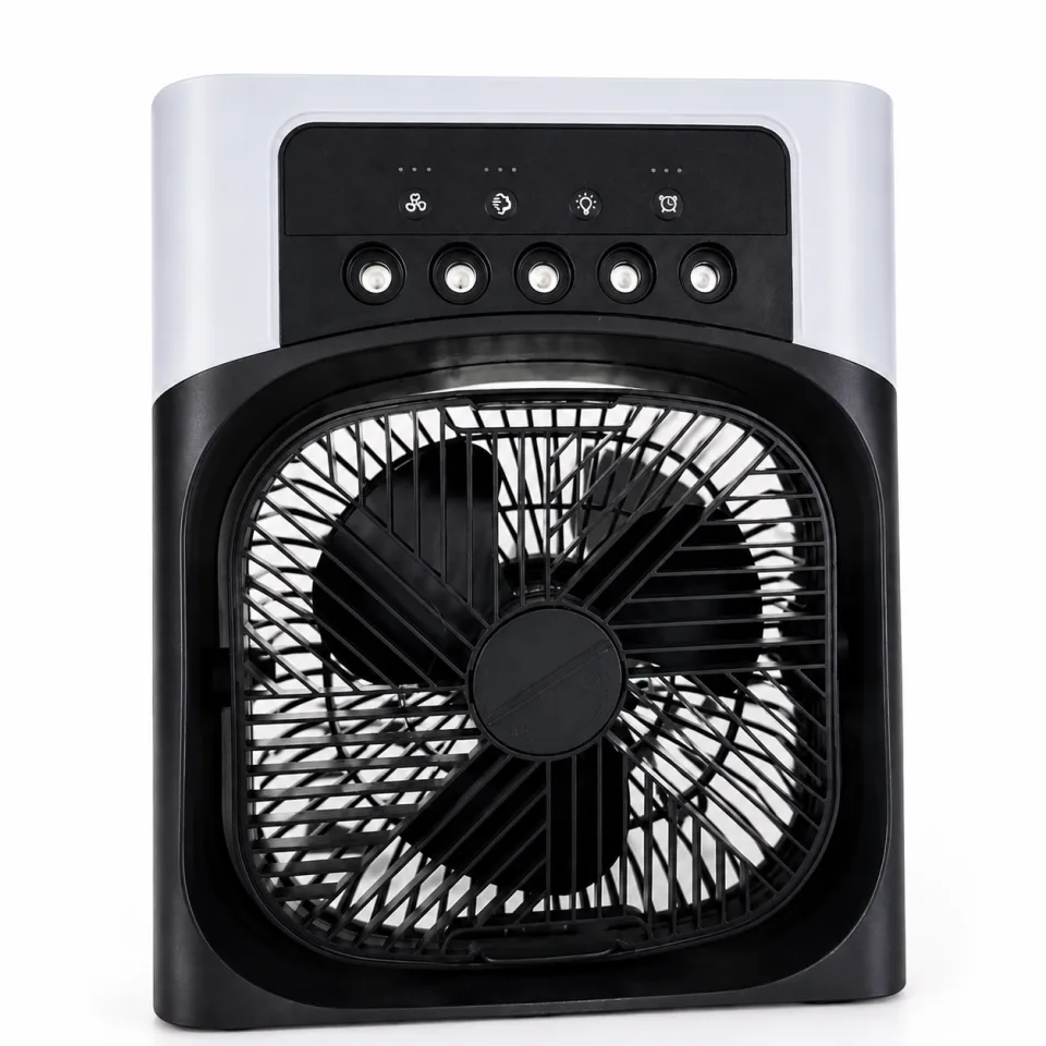 Portable Mini Air Cooler with 3-Speed Fan, LED Light & Timer