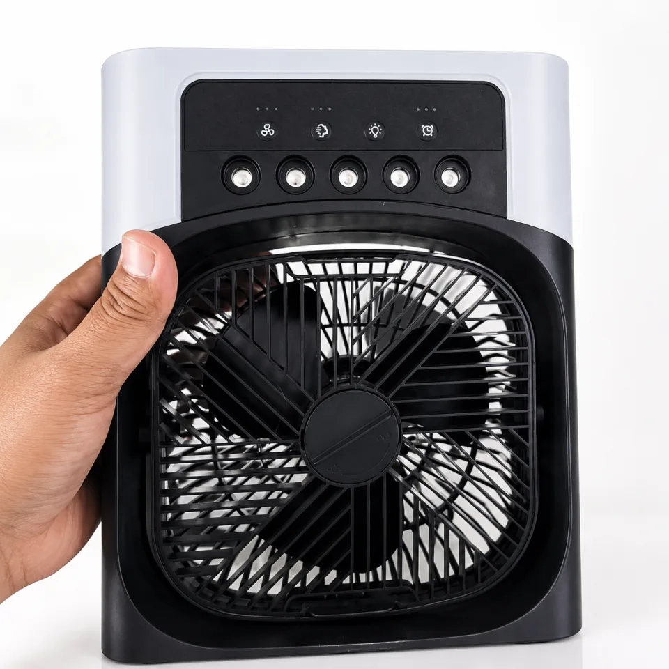Portable Mini Air Cooler with 3-Speed Fan, LED Light & Timer - image 2
