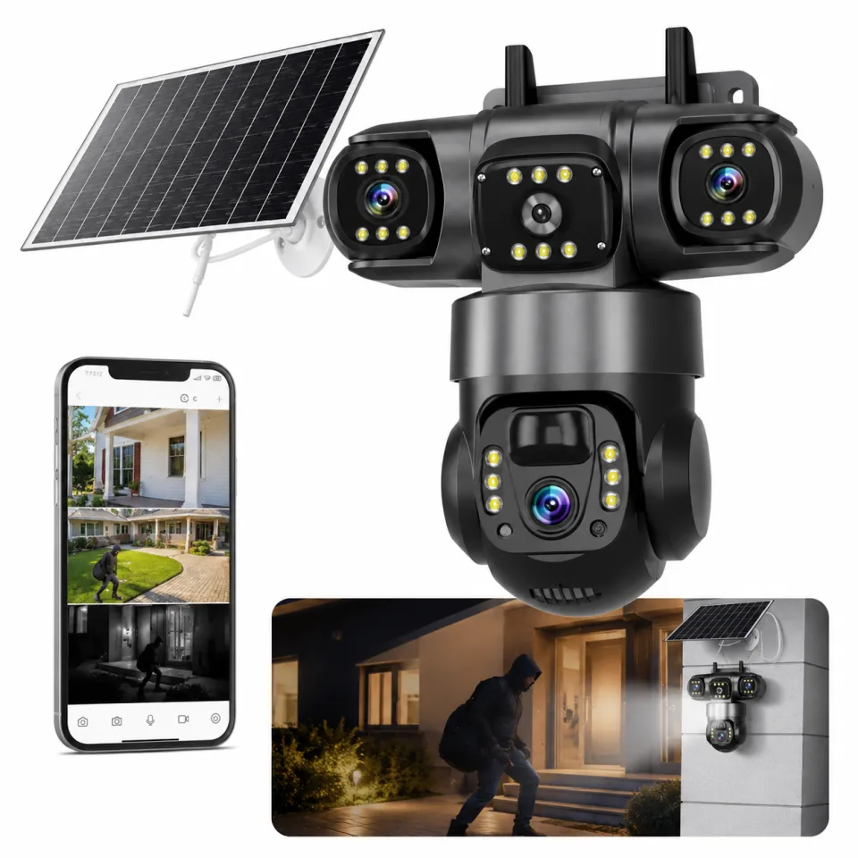 Solar AI 3-Lens WiFi Security Camera | 1080P HD | 360° PTZ | Full Color Night Vision - image 3