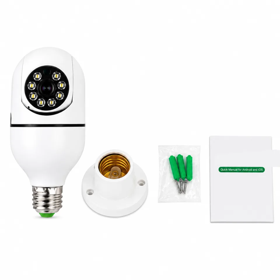 1080P WiFi Panorama Bulb Camera – 360° Smart Security Camera with Night Vision & Two-Way Audio
