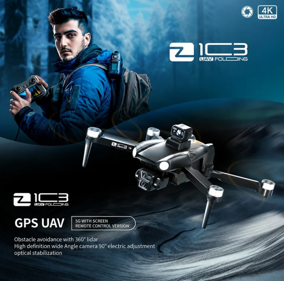 Z103 8K Foldable GPS Smart Drone Complete Kit with Screen Controller & Obstacle Avoidance - image 2