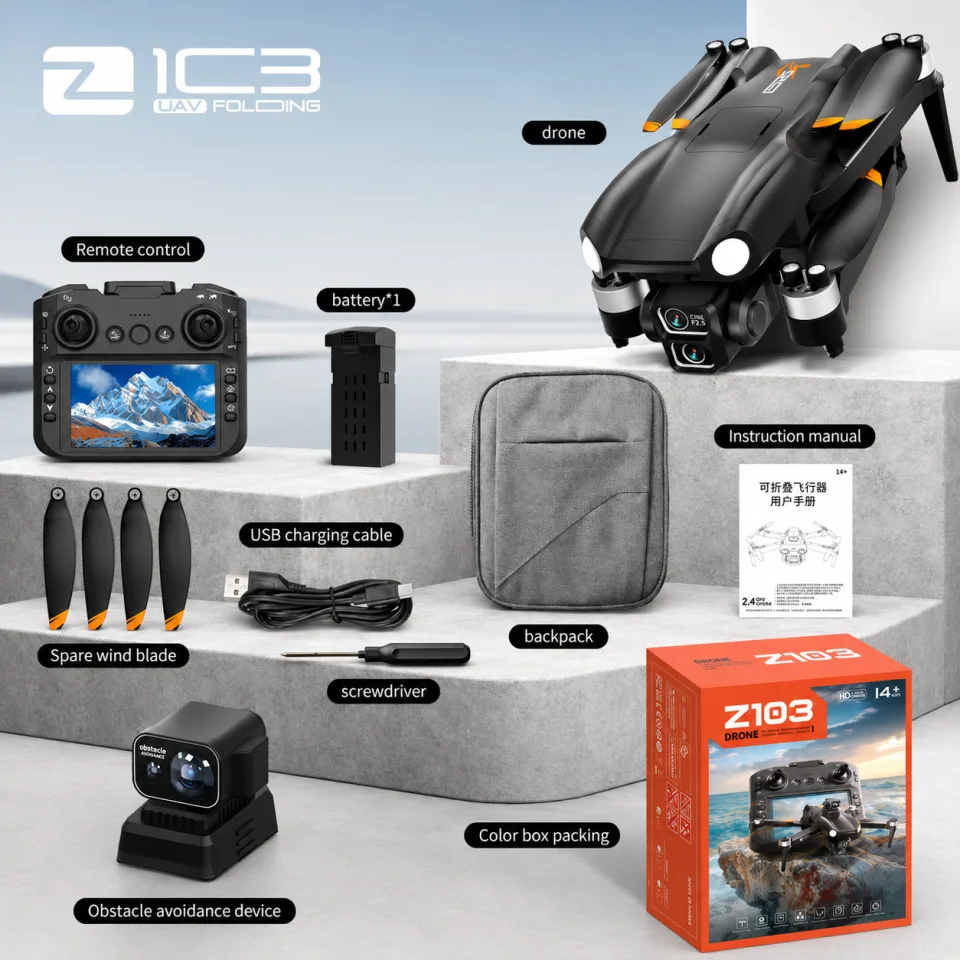 Z103 8K Foldable GPS Smart Drone Complete Kit with Screen Controller & Obstacle Avoidance - image 3