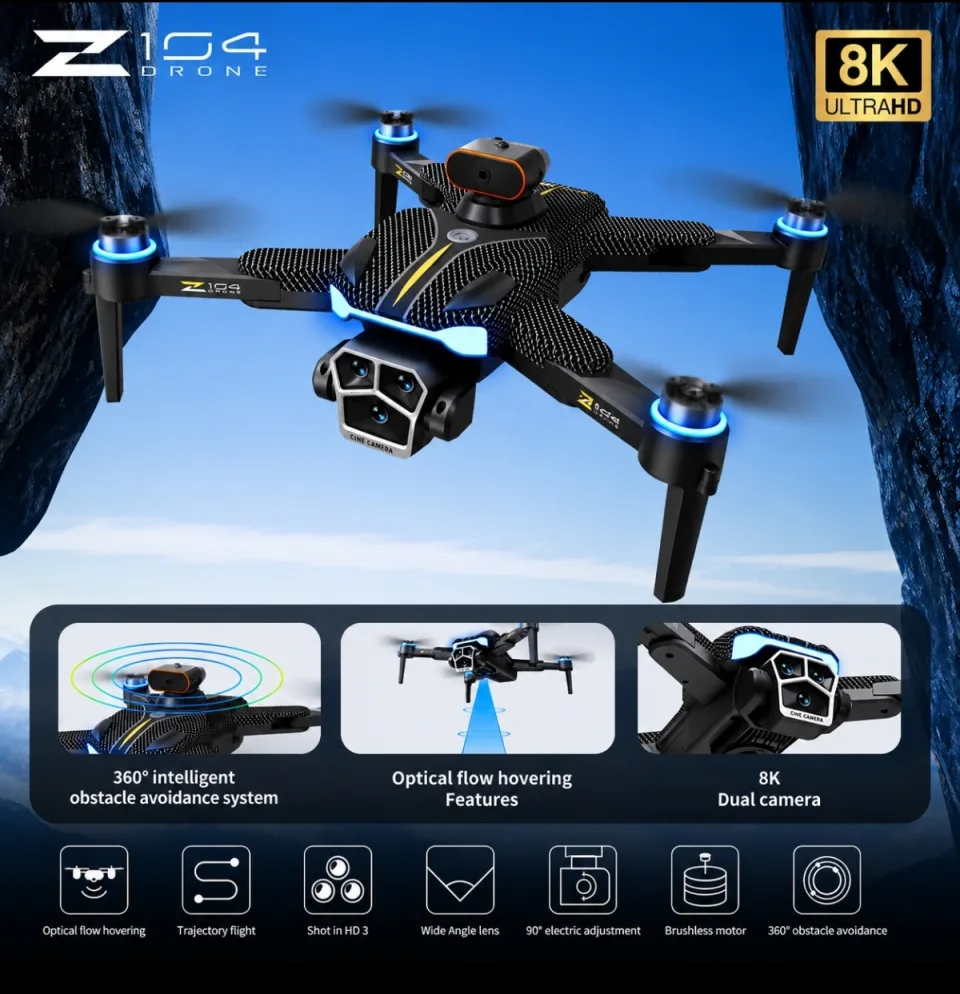 Z104 8K GPS Smart Drone with Dual Camera, Optical Flow Hover & Obstacle Avoidance - image 2