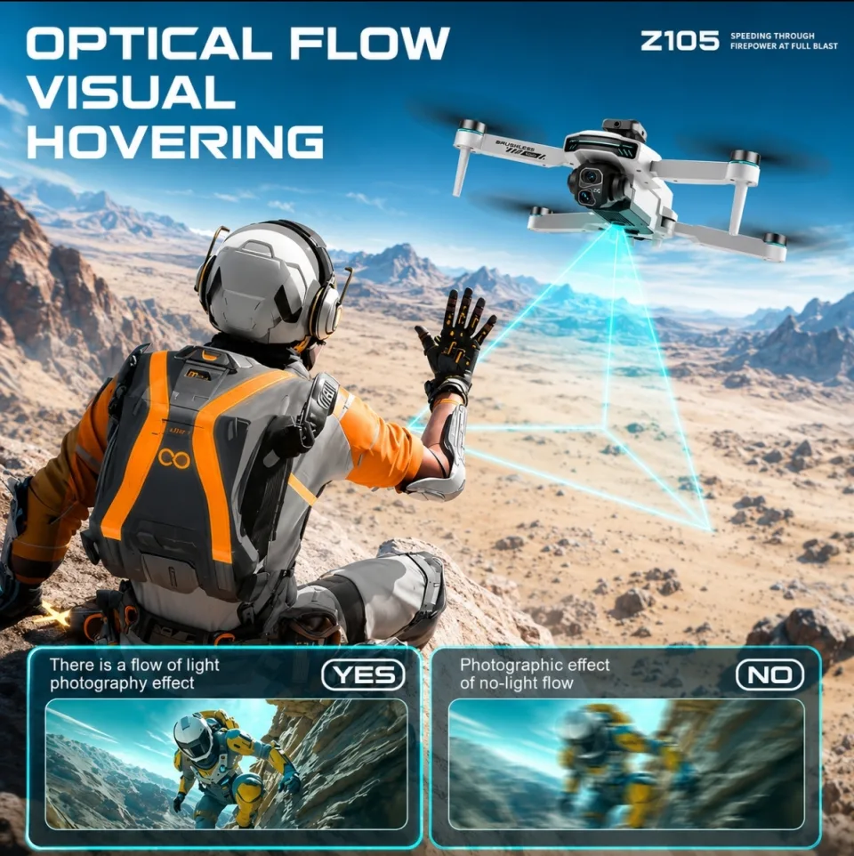 Z105 HD Optical Flow Drone with Dual Camera & 90° Adjustable Lens - image 4